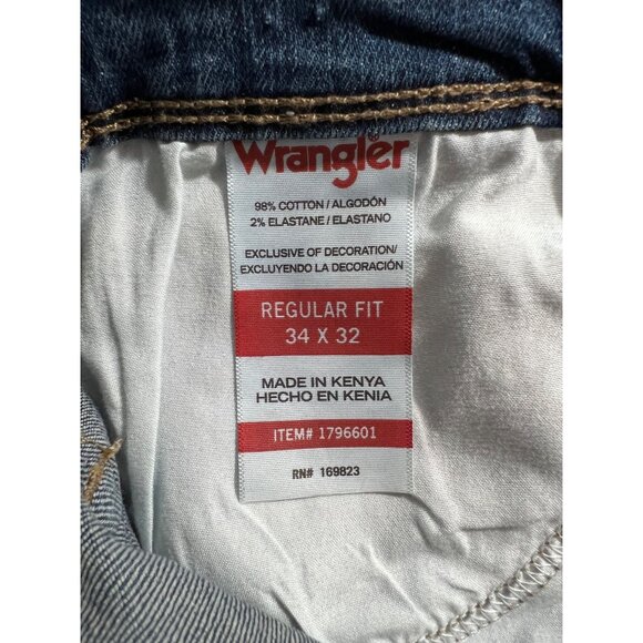 Wrangler Mens Regular Fit Straight Leg Blue Denim Jeans - Picture 7 of 9